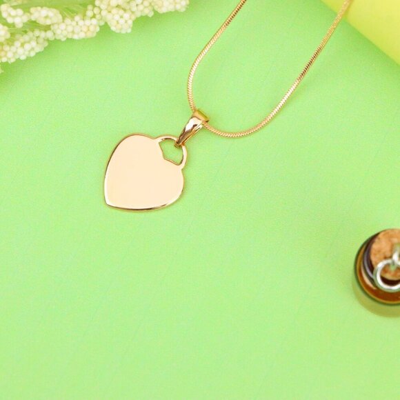"Minimalist Heart Shaped Rose Gold Pendant with Polished Finish, XPPT1533 - Picture 4 of 13